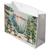 Frosty Forest Herinneringen: Sneeuwman & Pine Tree Groot Cadeauzakje (Achterkant Gekanteld)