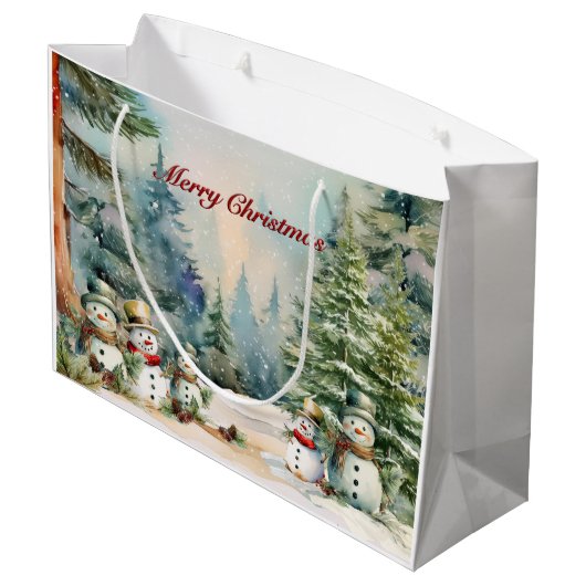 Frosty Forest Herinneringen: Sneeuwman & Pine Tree Groot Cadeauzakje (Achterkant Gekanteld)