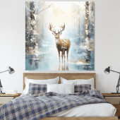 Frosty Forest Woodland Herten Canvas Afdruk (Insitu (Slaapkamer))