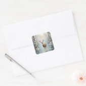 Frosty Forest Woodland Herten Vierkante Sticker (Envelop)