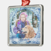 Frosty Frozen Photo Lijst gepersonaliseerd Metalen Ornament (Links)