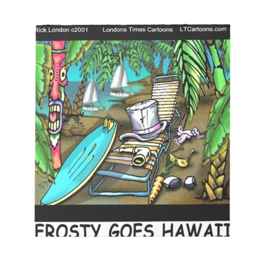 Frosty Gaat Naar Hawaii Grappige Kerstmis Notitieblok (Voorkant)