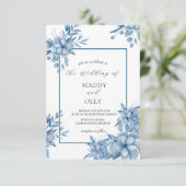 Frosty Grey Blue Wedding Invitation Kaart (Staand voorkant)