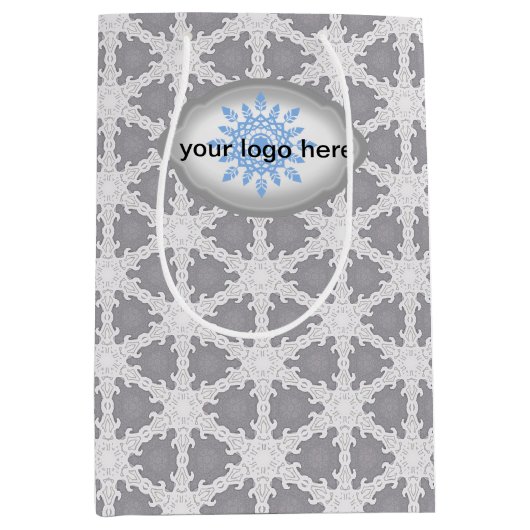 Frosty Grey Wit Raster Medium Cadeauzakje (Voorkant)
