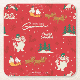 Frosty: het favoriete sneeuwmanpatroon van iederee vierkante kartonnen onderzetter