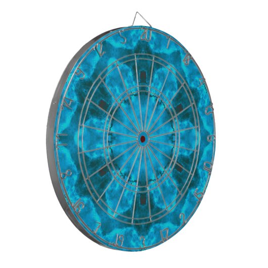 Frosty Ice Blue Snowflake Kaleidoscope Patroon Dartbord (Voorkant Links)