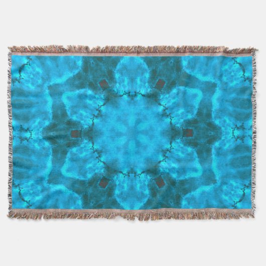 Frosty Ice Blue Snowflake Kaleidoscope Patroon Deken (Voorkant)