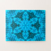 Frosty Ice Blue Snowflake Kaleidoscope Patroon Legpuzzel (Horizontaal)