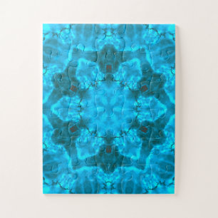 Frosty Ice Blue Snowflake Kaleidoscope Patroon Legpuzzel