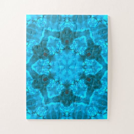 Frosty Ice Blue Snowflake Kaleidoscope Patroon Legpuzzel (Verticaal)