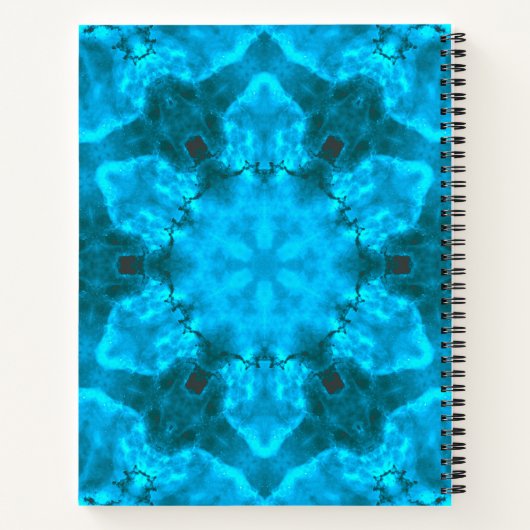 Frosty Ice Blue Snowflake Kaleidoscope Patroon Notitieboek (Achterkant)