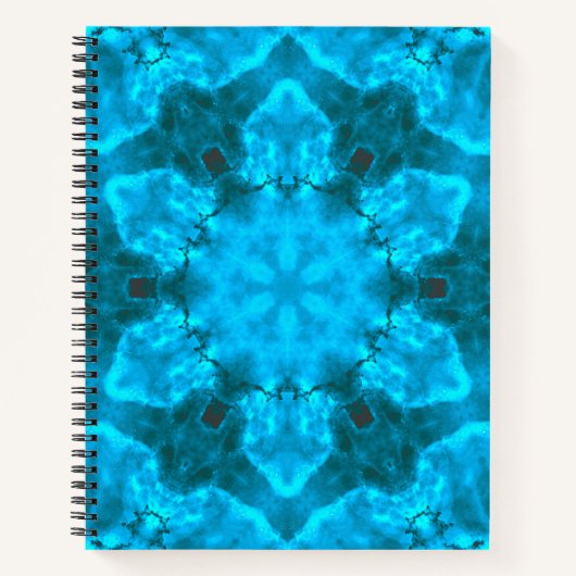 Frosty Ice Blue Snowflake Kaleidoscope Patroon Notitieboek (Voorkant)
