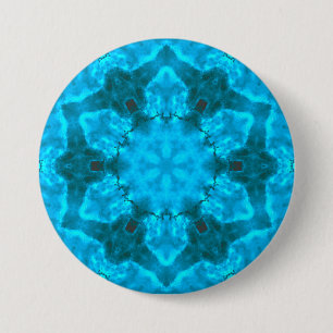 Frosty Ice Blue Snowflake Kaleidoscope Patroon Ronde Button 7,6 Cm
