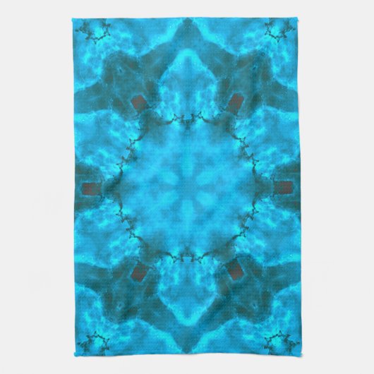 Frosty Ice Blue Snowflake Kaleidoscope Patroon Theedoek (Verticaal)