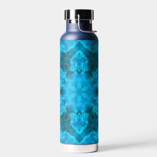 Frosty Ice Blue Snowflake Kaleidoscope Patroon Waterfles (Links)