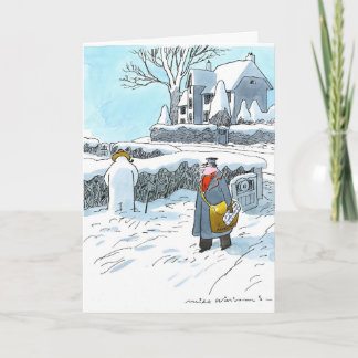 Frosty neemt een lek feestdagen kaart