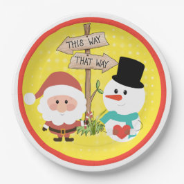 Frosty of Santa? Welke kant op met Kerstmis? Bord