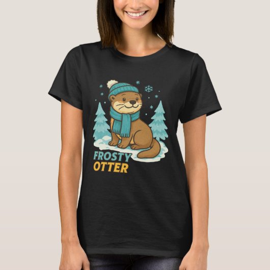 Frosty Otter Winter Charm Art Long Sleeve T-shirt (Voorkant)