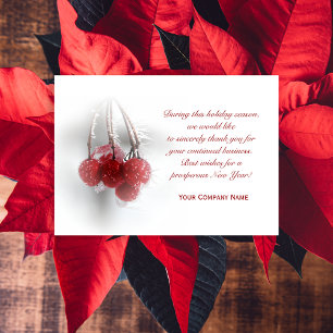Frosty Red Berries Business Christmas Carte