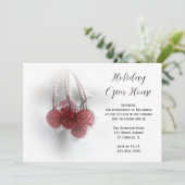 Frosty Red Berries Vakantie Open Huis Feest Kaart (Staand voorkant)