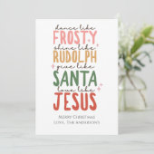 Frosty Rudolph Père Noël Jesus Carte de Noël (Debout devant)