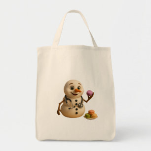 Frosty - Schattigee sneeuwman dokter met macarons Tote Bag