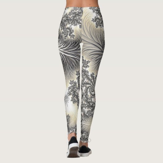 Frosty Silver Ice Crystals Bevroren look Fractal A Leggings (Achterkant)