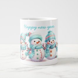Frosty Sky Blue Sneeuwmannen Extra Grote Beker