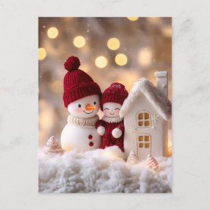 Frosty Snowman Broers en Zussen Winter Joy Feestdagenkaart
