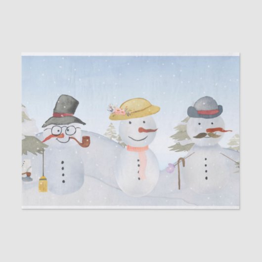 Frosty Snowman en Friends Winter Snow Scene Tissuepapier (Voorkant)