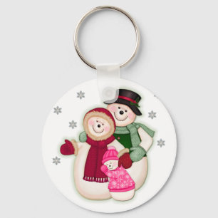 Frosty Snowman Family - Roze Sleutelhanger