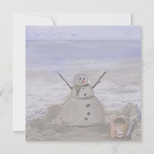 Frosty Snowman in het strand Feestdagenkaart (Voorkant)