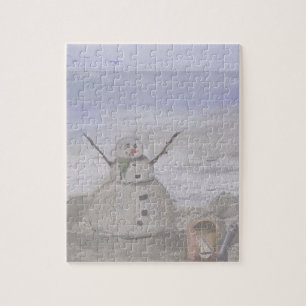 Frosty Snowman in het strand Legpuzzel