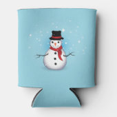 Frosty Snowman met Pet en Scarf op Light Blue Blikjeskoeler (Voorkant)