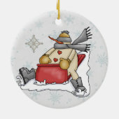 Frosty Snowman Plays in Snow Keepomwille Ornament (Achterkant)