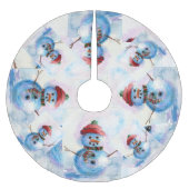 Frosty Snowman Tree Skirt Kerstboom Rok (Voorkant)