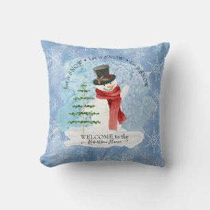 Frosty Snowman Winter Retro kerstsnowflakes Kussen