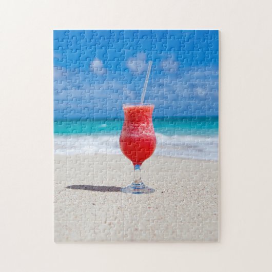 Frosty Strawberry-Drink op het strand Legpuzzel (Verticaal)