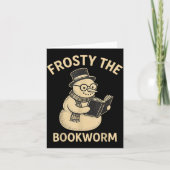 Frosty The Bookworm Snowman Reading  Kaart (Voorkant)