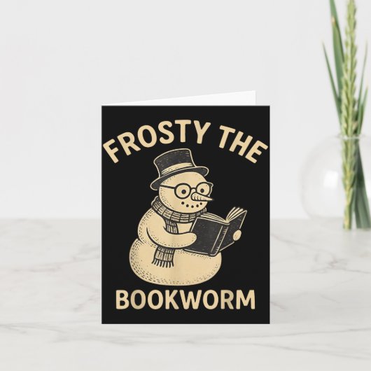 Frosty The Bookworm Snowman Reading Kaart (Voorkant)