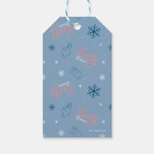 Frosty the Snowman Blue Snowflake Pattern Cadeaulabel (Voorkant)