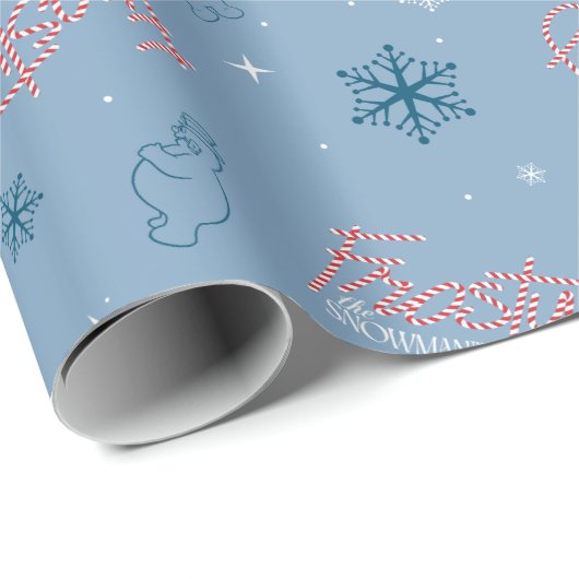 Frosty the Snowman Blue Snowflake Pattern Cadeaupapier (Rol Hoek)