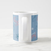 Frosty the Snowman Blue Snowflake Pattern Extra Grote Beker (Achterkant)