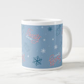 Frosty the Snowman Blue Snowflake Pattern Extra Grote Beker (Voorkant rechts)