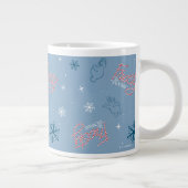 Frosty the Snowman Blue Snowflake Pattern Extra Grote Beker (Rechts)