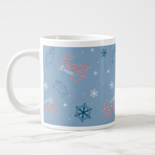 Frosty the Snowman Blue Snowflake Pattern Extra Grote Beker