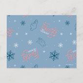 Frosty the Snowman Blue Snowflake Pattern Feestdagenkaart (Voorkant)