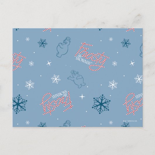 Frosty the Snowman Blue Snowflake Pattern Feestdagenkaart (Voorkant)