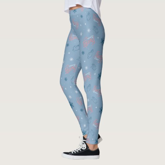 Frosty the Snowman Blue Snowflake Pattern Leggings (Links)