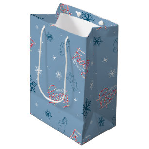 Frosty the Snowman Blue Snowflake Pattern Medium Cadeauzakje